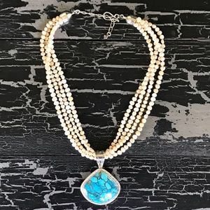 Desert Rose Trading Pearl & Turquoise Necklace